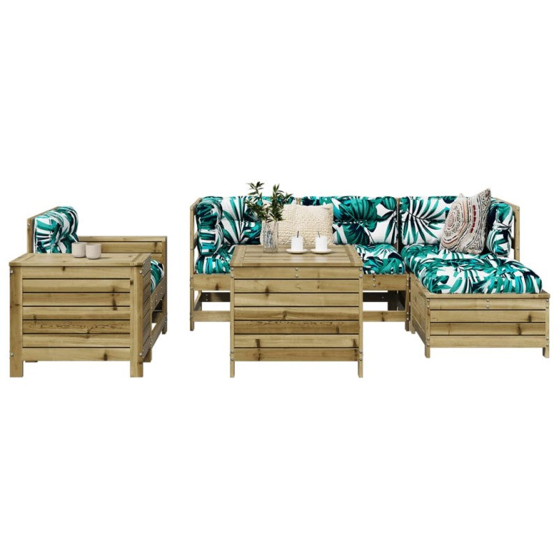 Salon de jardin 7 pcs bois de pin imprégné 509953509953