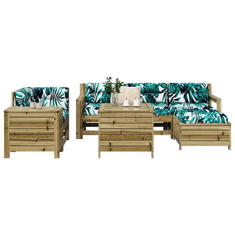 Salon de jardin 7 pcs bois de pin imprégné 509954509954