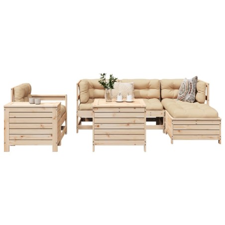 Salon de jardin 7 pcs bois de pin massif 509956509956