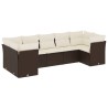Salon de jardin avec coussins 7 pcs marron résine tressée 509957509957