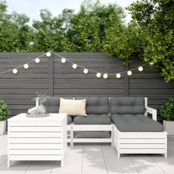 Salon de jardin 5 pcs blanc bois massif de pin 509959509959