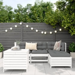 Salon de jardin 5 pcs blanc bois massif de pin 509962509962