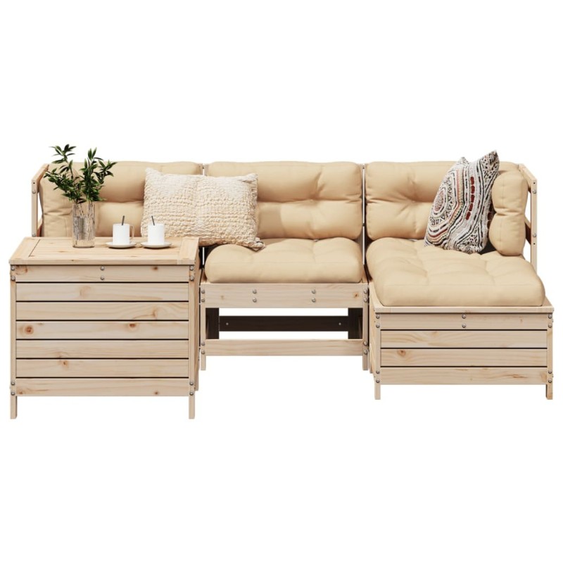 Salon de jardin 5 pcs bois de pin massif 509964509964