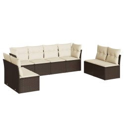 Salon de jardin 8 pcs avec coussins marron résine tressée 509972509972