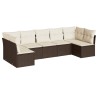 Salon de jardin avec coussins 7 pcs marron résine tressée 509975509975