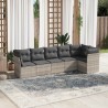 Salon de jardin 6 pcs avec coussins gris clair résine tressée 509978509978