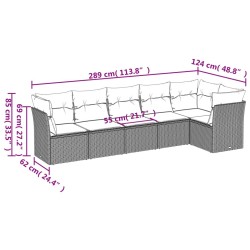 Salon de jardin 6 pcs avec coussins gris clair résine tressée 509978509978