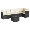 Salon de jardin 7 pcs avec coussins noir résine tressée 509979509979