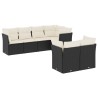 Salon de jardin 7 pcs avec coussins noir résine tressée 509981509981
