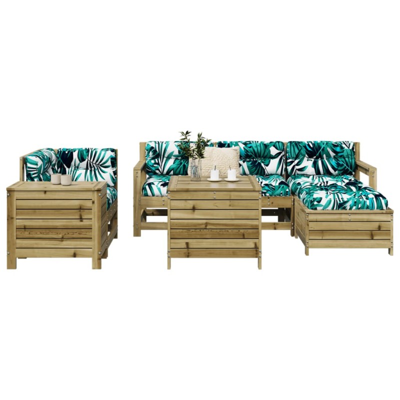 Salon de jardin 7 pcs bois de pin imprégné 509986509986