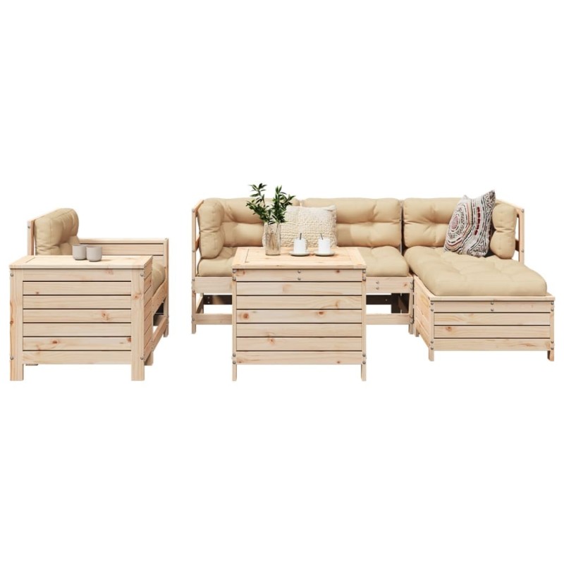 Salon de jardin 7 pcs bois de pin massif 509987509987
