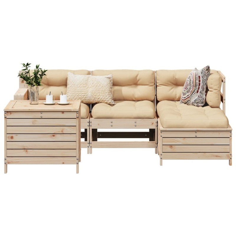 Salon de jardin 5 pcs bois de pin massif 509988509988