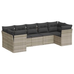 Salon de jardin avec coussins 7 pcs gris clair résine tressée 509989509989