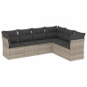 Salon de jardin 6 pcs avec coussins gris clair résine tressée 509991509991