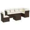Salon de jardin avec coussins 7 pcs marron résine tressée 509992509992