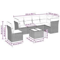 Salon de jardin 7 pcs avec coussins noir résine tressée 509993509993