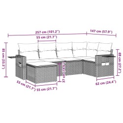 Salon de jardin 7 pcs avec coussins noir résine tressée 509993509993