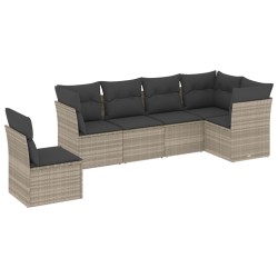 Salon de jardin 6 pcs avec coussins gris clair résine tressée 509994509994
