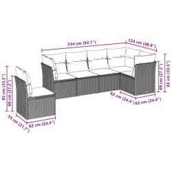 Salon de jardin 6 pcs avec coussins gris clair résine tressée 509994509994