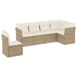 Salon de jardin avec coussins 6 pcs beige résine tressée 509995509995