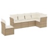 Salon de jardin avec coussins 6 pcs beige résine tressée 509995509995