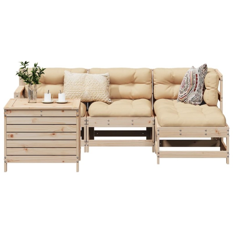Salon de jardin 5 pcs bois de pin massif 509996509996