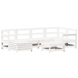 Salon de jardin 7 pcs blanc bois de pin massif 510000510000