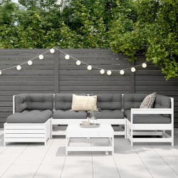 Salon de jardin 7 pcs blanc bois de pin massif 510000510000
