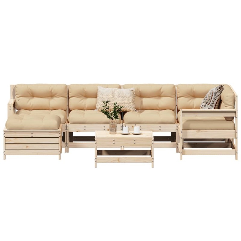 Salon de jardin 7 pcs bois de pin massif 510003510003
