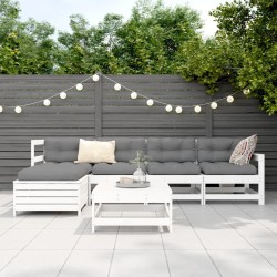 Salon de jardin 6 pcs blanc bois de pin massif 510004510004