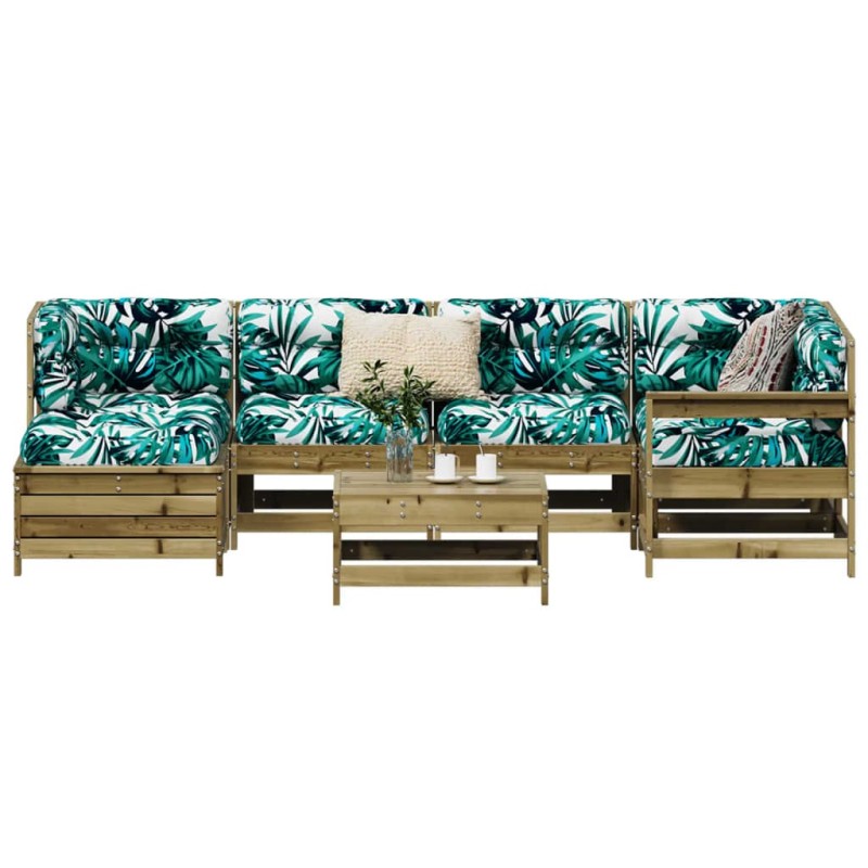 Salon de jardin 7 pcs bois de pin imprégné 510008510008