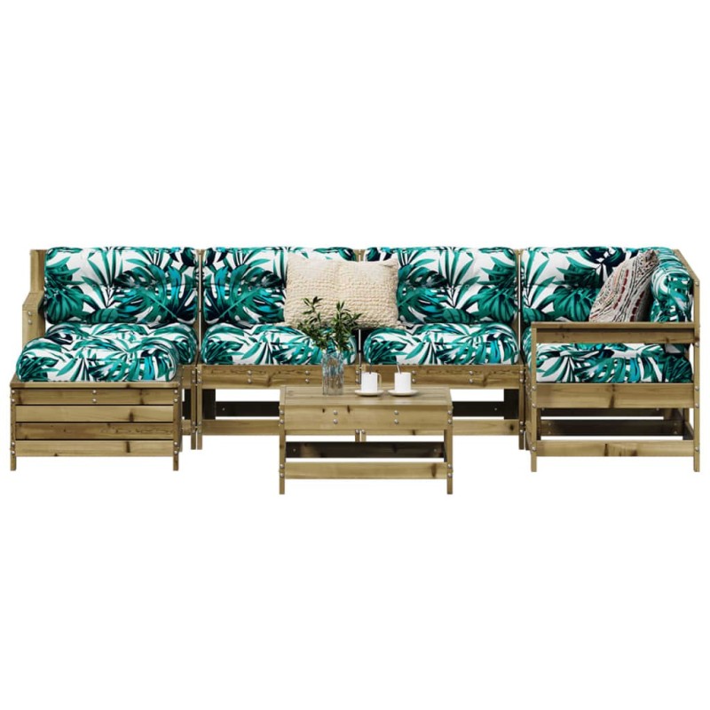 Salon de jardin 7 pcs bois de pin imprégné 510011510011