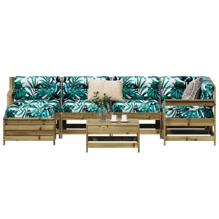 Salon de jardin 7 pcs bois de pin imprégné 510011510011