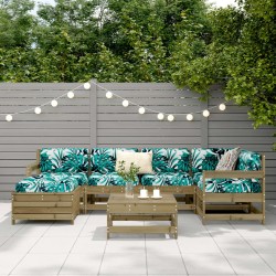 Salon de jardin 7 pcs bois de pin imprégné 510011510011