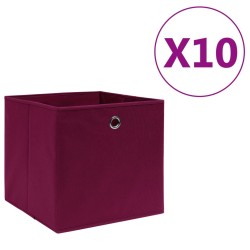 Boîtes de rangement 10 pcs Tissu intissé 28x28x28cm Rouge foncé 510014510014