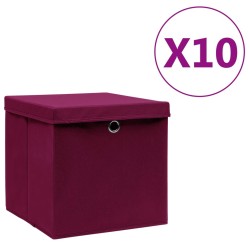 Boîtes de rangement et couvercles 10 pcs 28x28x28cm Rouge foncé 510015510015