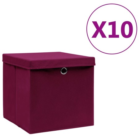 Boîtes de rangement et couvercles 10 pcs 28x28x28cm Rouge foncé 510015510015