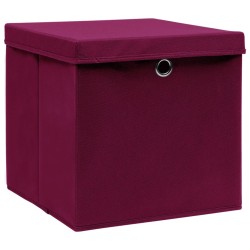 Boîtes de rangement et couvercles 10 pcs 28x28x28cm Rouge foncé 510015510015
