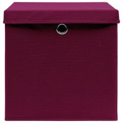 Boîtes de rangement et couvercles 10 pcs 28x28x28cm Rouge foncé 510015510015