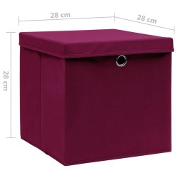 Boîtes de rangement et couvercles 10 pcs 28x28x28cm Rouge foncé 510015510015