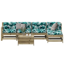 Salon de jardin 6 pcs avec coussins bois de pin imprégné 510019510019