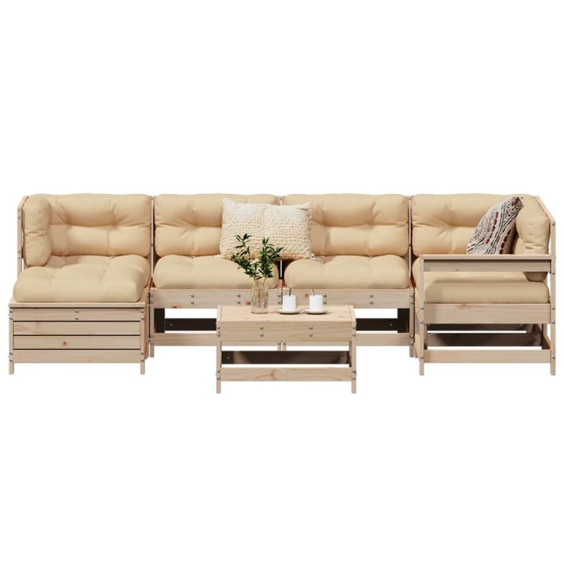 Salon de jardin 7 pcs bois de pin massif 510021510021
