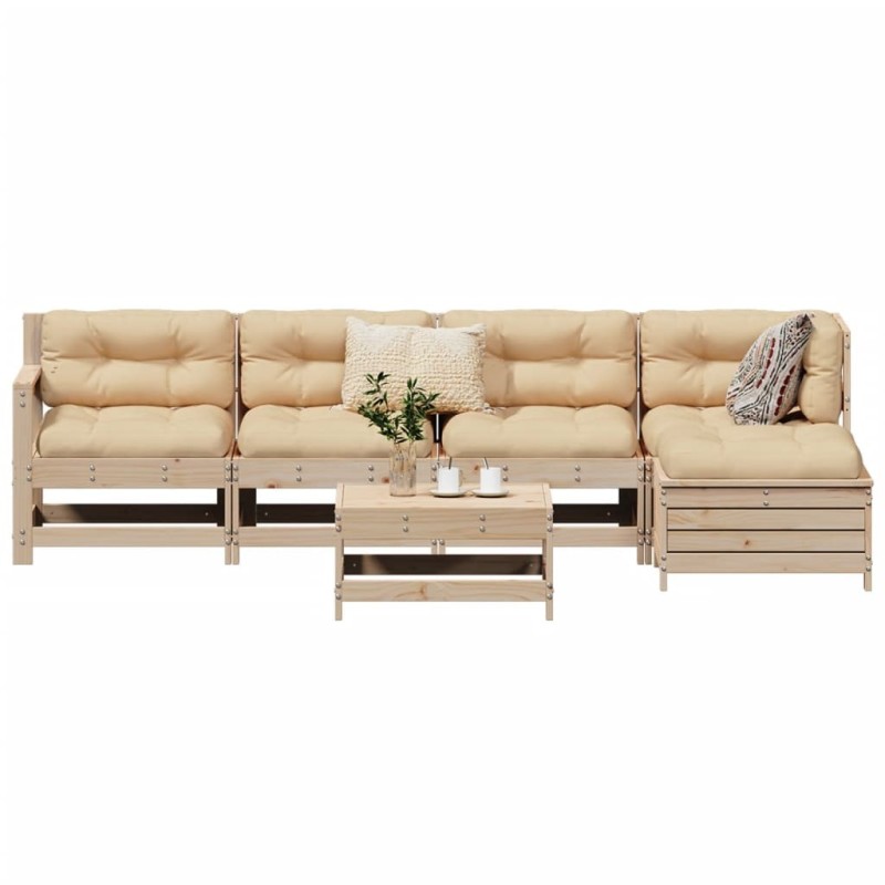 Salon de jardin 6 pcs bois de pin massif 510024510024