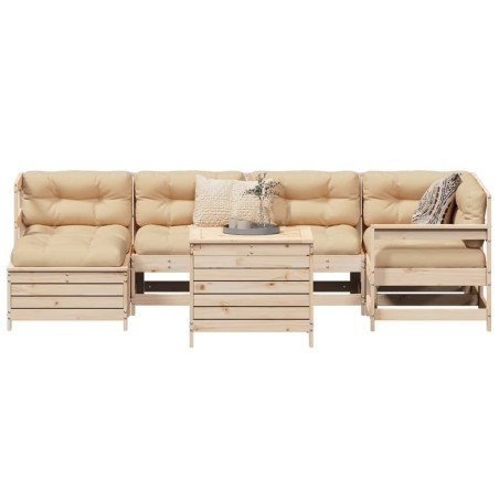 Salon de jardin 7 pcs bois de pin massif 510025510025