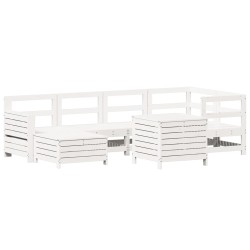 Salon de jardin 7 pcs blanc bois de pin massif 510026510026