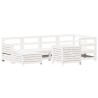 Salon de jardin 7 pcs blanc bois de pin massif 510026510026
