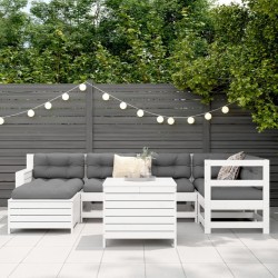 Salon de jardin 7 pcs blanc bois de pin massif 510026510026