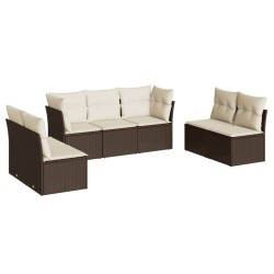 Salon de jardin avec coussins 7 pcs marron résine tressée 510031510031