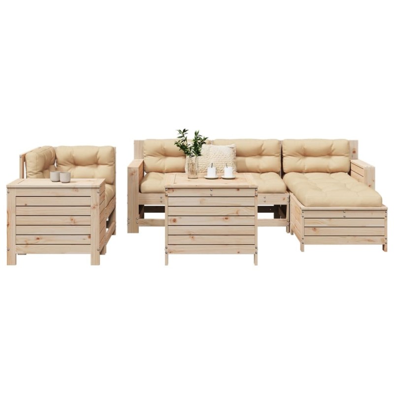 Salon de jardin 7 pcs bois de pin massif 510034510034