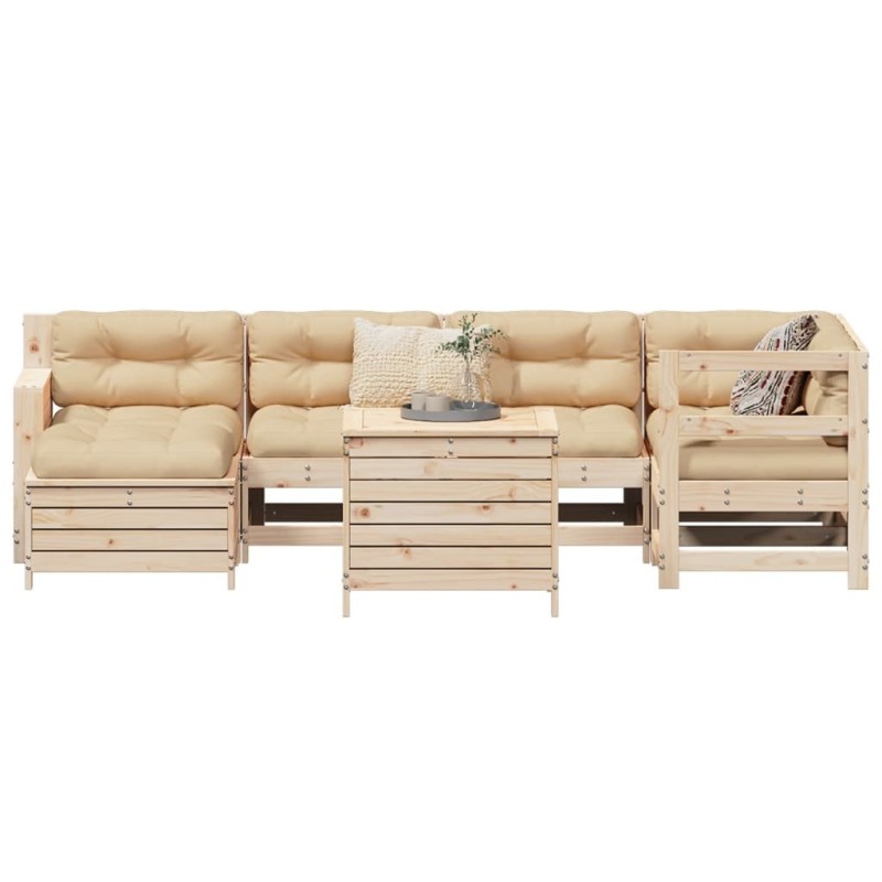 Salon de jardin 7 pcs bois de pin massif 510035510035